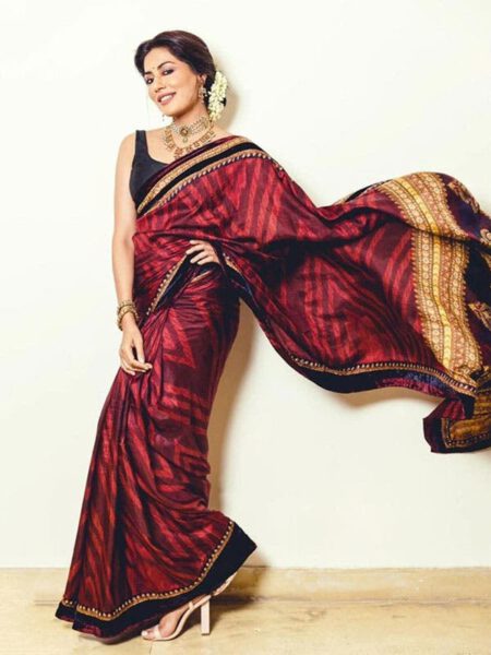 Burgundy Zardozi Saree