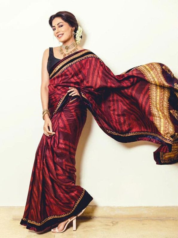 Burgundy Zardozi Saree