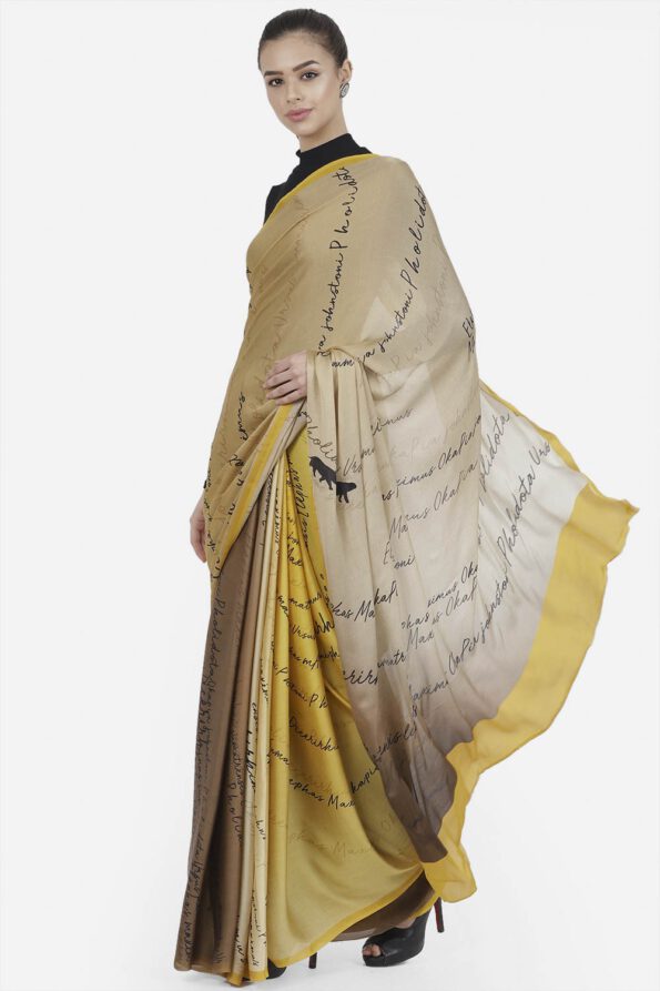 Typographic Print Ombre-Dyed Saree