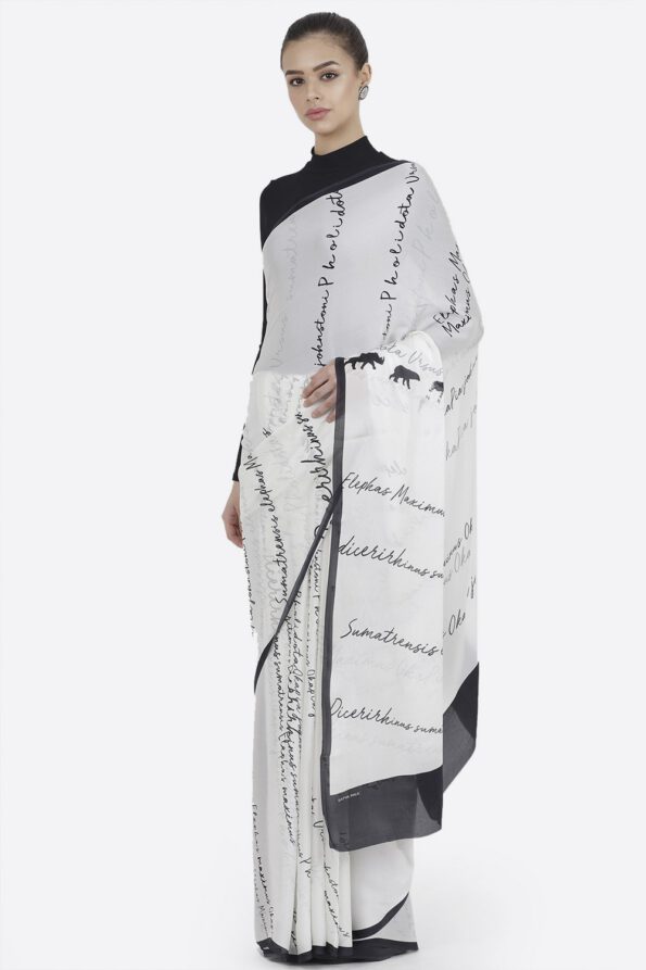 Typographic Print Ombre-Dyed Saree