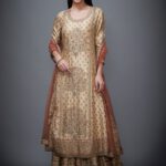 Beige & Rust Embroidered Suit Set
