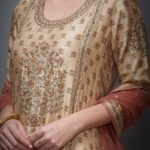 Beige & Rust Embroidered Suit Set