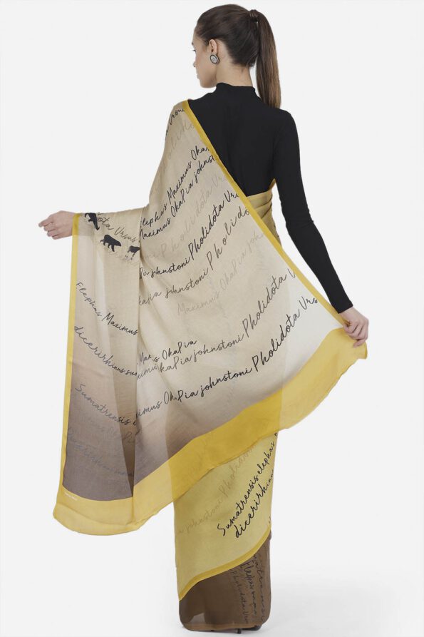 Typographic Print Ombre-Dyed Saree