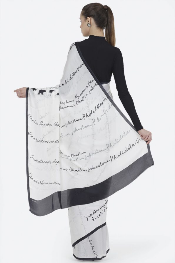 Typographic Print Ombre-Dyed Saree