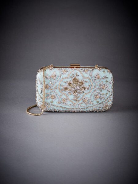 Sea Green Embroidered Clutch
