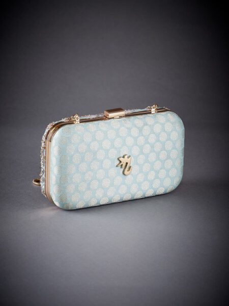 Sea Green Embroidered Clutch