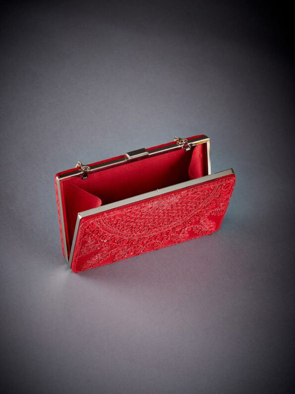 Red Embroidered Clutch