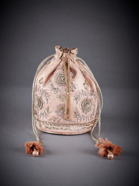 Peach Embroidered Potli