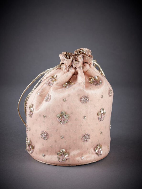 Peach Embroidered Potli