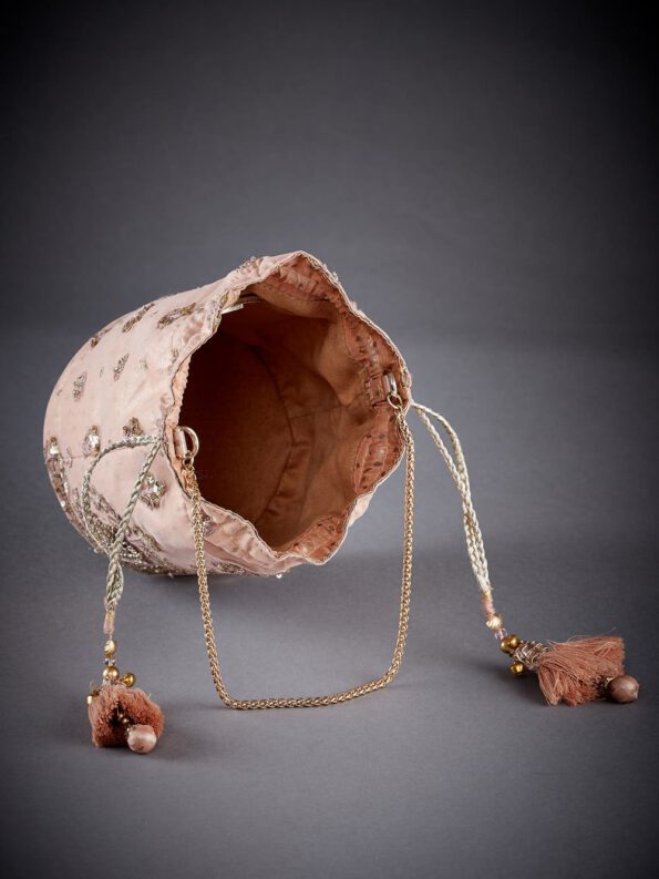 Peach Embroidered Potli