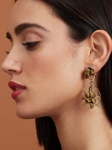 Hematite Nebula Earrings | Label - Ritu Kumar - Gold