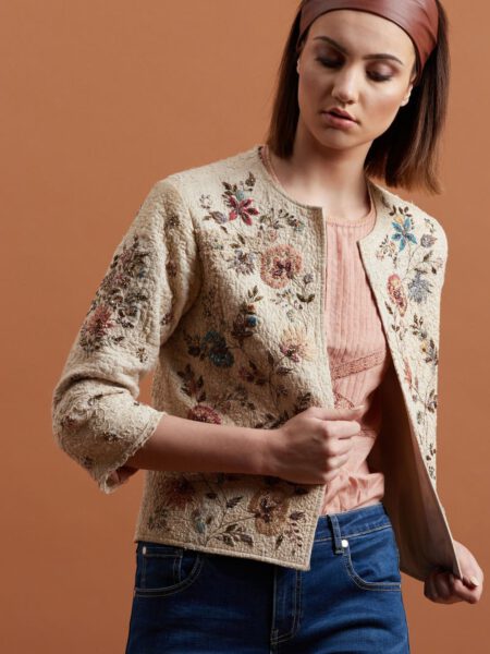 Ecru Floral Textured Jacket