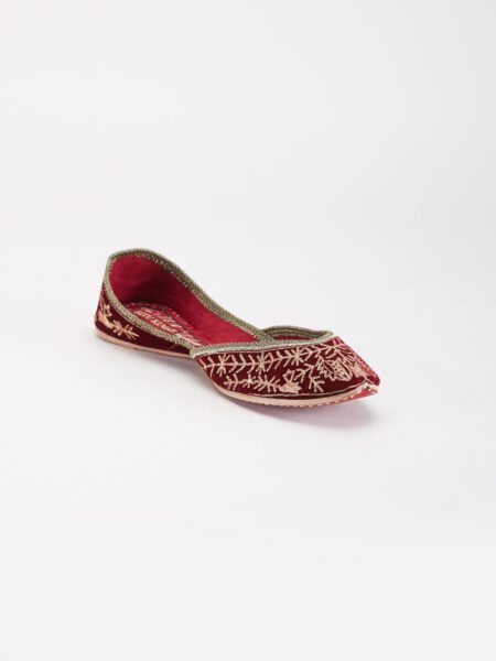 Maroon & Gold Embroidered Mojari