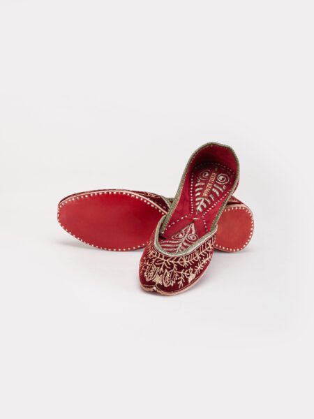Maroon & Gold Embroidered Mojari