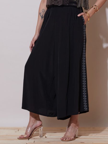 Black Embroidered Palazzos
