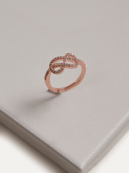 Rose Gold Cubic Zirconia Infinity Ring | Label - Ritu Kumar