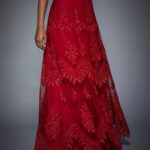 Ruby Red Embroidered Cocktail Gown