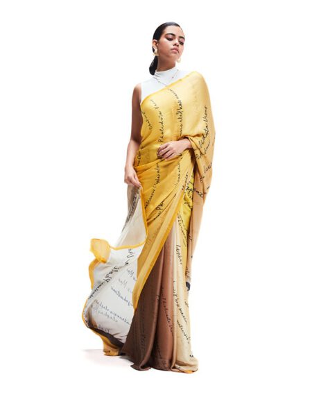 Typographic Print Ombre-Dyed Saree | Satya Paul