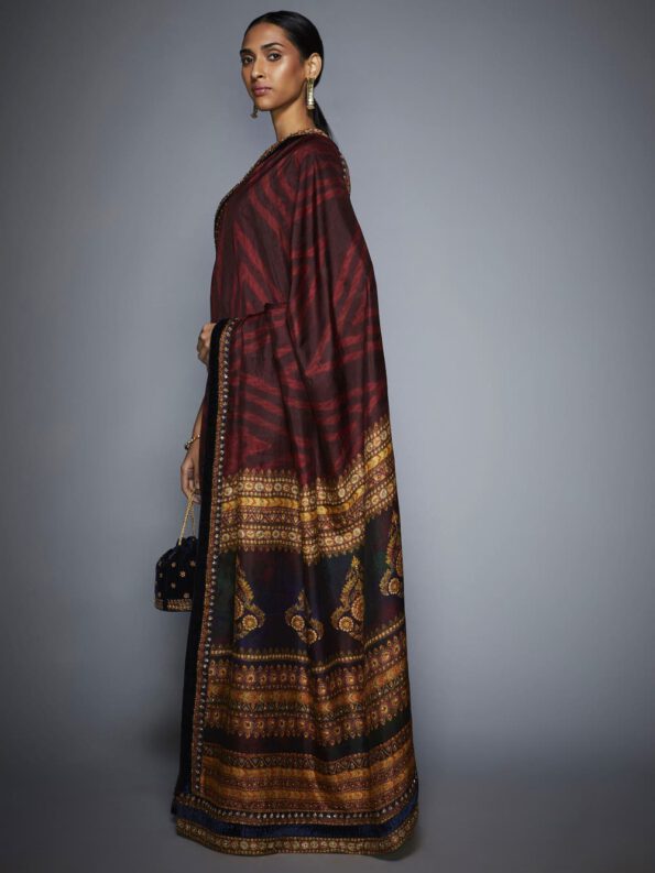 Burgundy Zardozi Saree