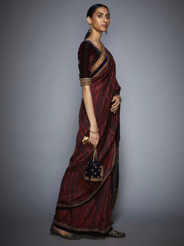 Burgundy Zardozi Saree