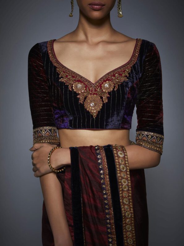 Burgundy Zardozi Saree