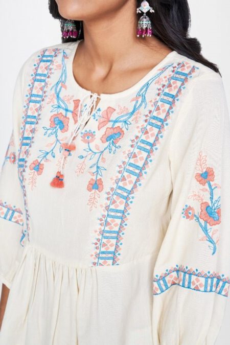 Embroidered A-Line Top