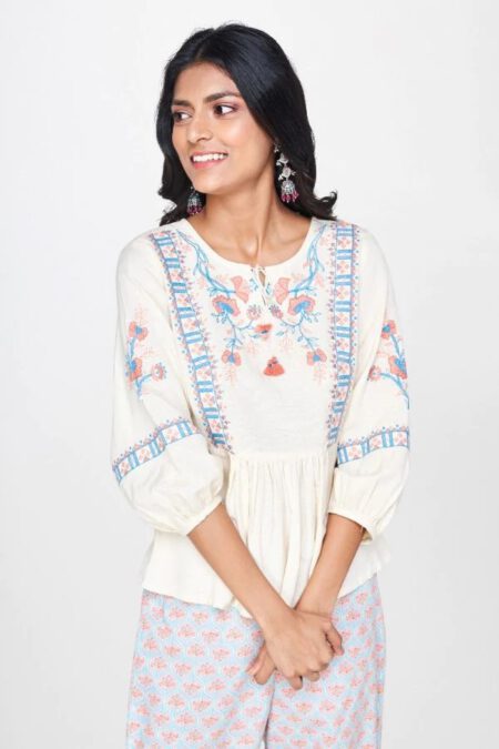 Embroidered A-Line Top