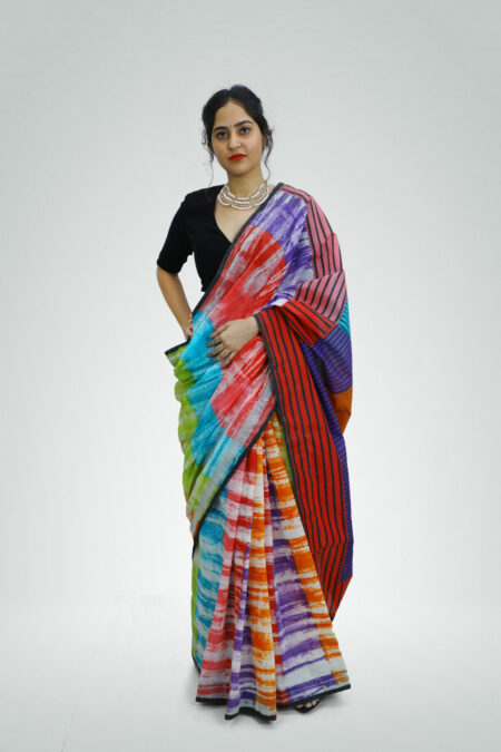 Rainbow - Tie Die Effect Printed Saree | TAAPMAAN